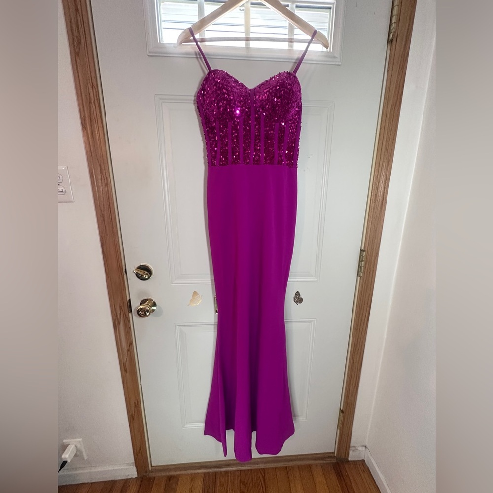 Fushia Sequin  Prom Dress